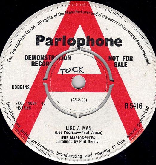 The Marionettes - Like A Man b/w Tonight It's Going To Storm - Parlophone UK DJ 7"