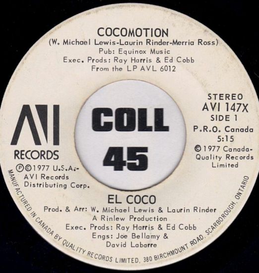 El Coco - Cocomotion b/w Love To The World - AVI 7"