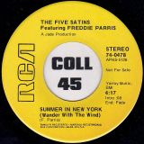 The Five Satins Featuring Freddie Parris – Dark At The Top Of My Heart  b/w Summer In New York – Rca DJ 7″