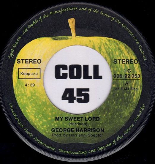 George Harrison - My Sweet Lord b/w Isn't It A Pity - Apple 7"