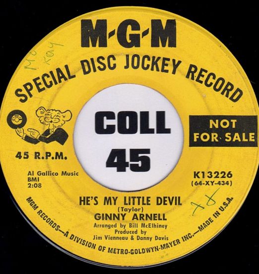Ginny Arnell - He's My Little Devil b/w I Wish I Knew What Dress To Wear - MGM DJ 7"