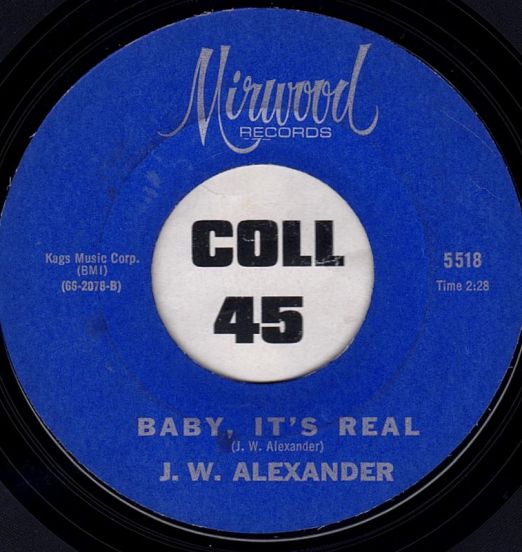 J. W. Alexander - Keep A Light In The Window Until I Come Home b/w Baby, It's Real - Mirwood 7"