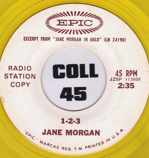 Jane Morgan - 1-2-3 b/w Kiss Away - Epic DJ 7"