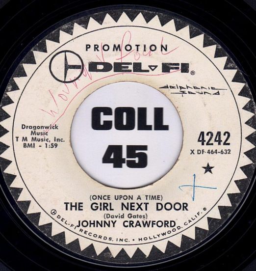 Johnny Crawford - The Girl Next Door b/w Blank - Delfi DJ 7"