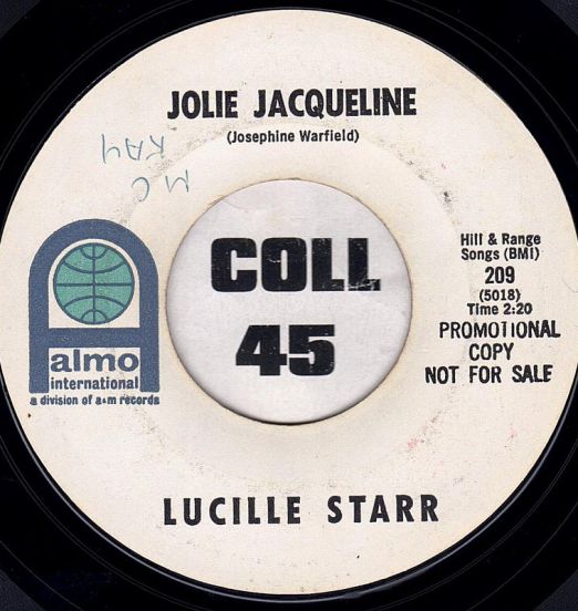 Lucille Starr - Jolie Jacqueline b/w Yours - Almo DJ 7"