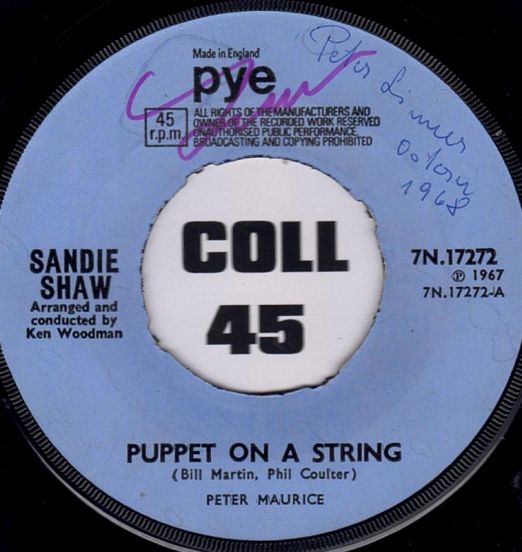Sandie Shaw - Puppet On A String b/w Tell The Boys - Pye UK 7"