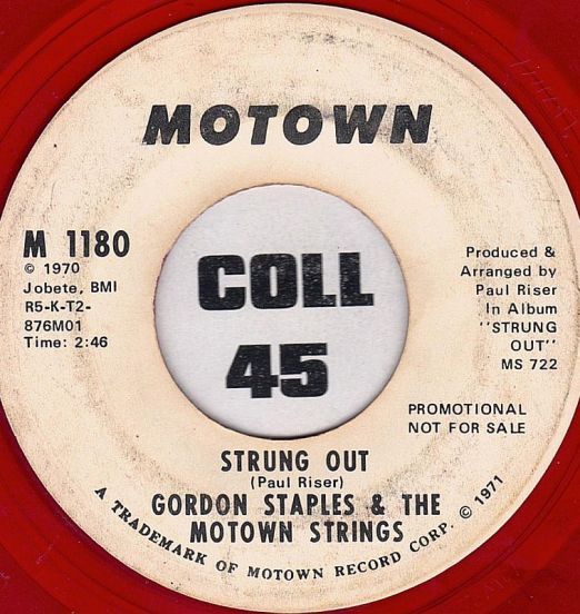 Gordon Staples & The Motown Strings - Strung Out b/w Same - Motown RED VINYL DJ 7"