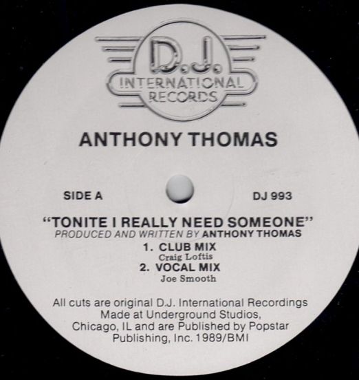 Anthony Thomas - Tonite I Really Need Someone - D.J. International 12"