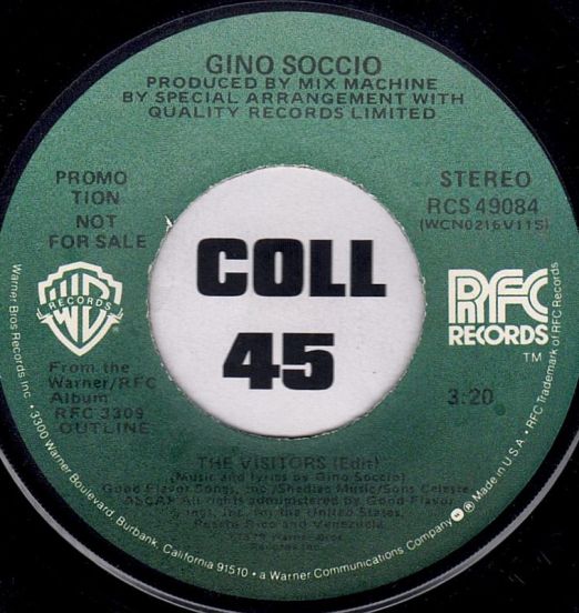 Gino Soccio - The Visitors b/w Mono - RFC 7"