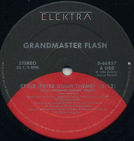 Grandmaster Flash - Style (Peter Gunn Theme) b/w Edit Of LP Version AND Instrumental Version - Elektra 12"