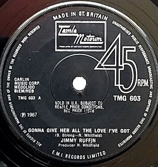 Jimmy Ruffin - Gonna Give Her All the Love I've Got b/w World So Wide, Nowhere To Hide (From Your Heart) - Tamla Motown 7"