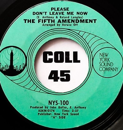The Fifth Amendment - Got You Where I Want You b/w Don't Leave Me Now - New York Sound Co. 7"