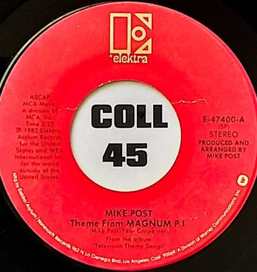 Mike Post - Theme From Magnum P.I. b/w Gumbus Red - Elektra 7"