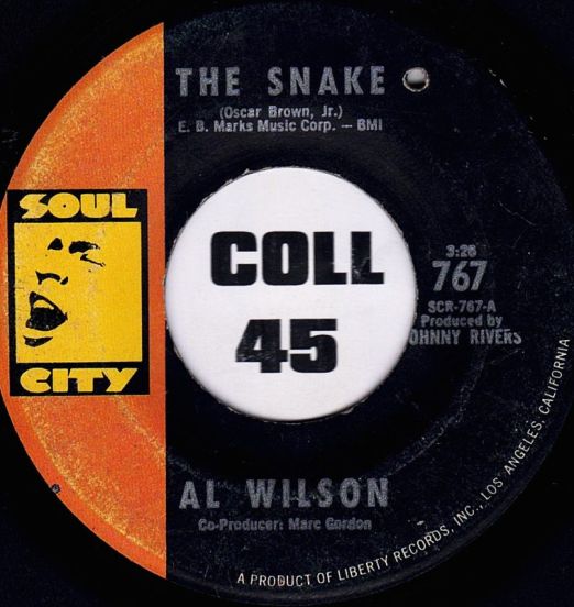 Al Wilson - The Snake b/w Getting Ready For Tomorrow - Soul City 7"