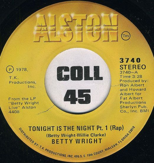Betty Wright - Tonight Is The Night Betty Pt. 1 b/w Pt. 2 - Alston 7"