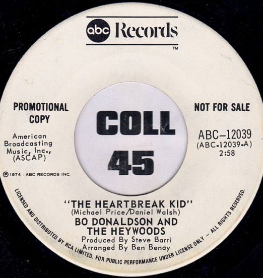 Bo Donaldson & The Heywoods - The Heartbreak Kid - ABC DJ 7"