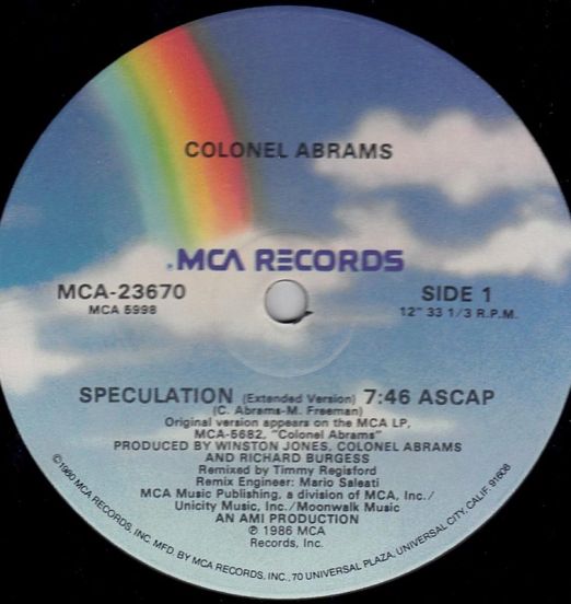 Colonel Abrams - Speculation b/w Speculation - MCA 12"