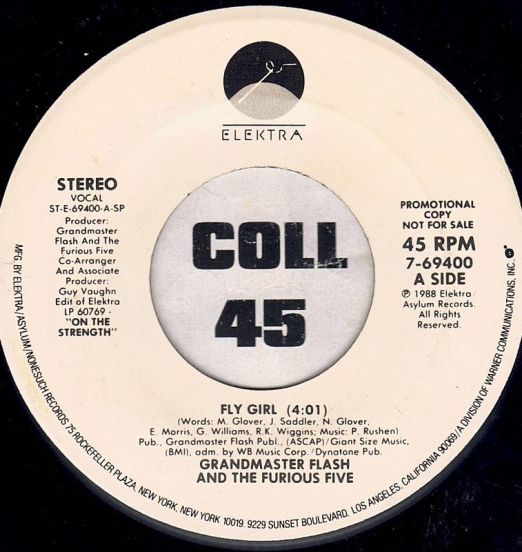Grandmaster Flash & The Furious Five - Fly Girl Stereo b/w Mono Version - Elektra DJ 7"
