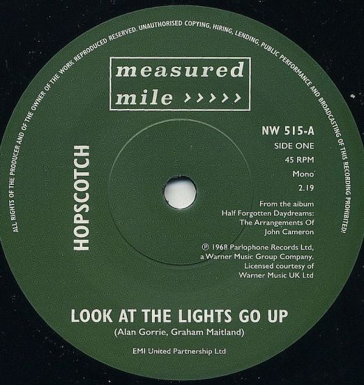 Hopscotch - Look At The Lights Go Up b/w Andwella - Hold Onto Your Mind - Measured Mile UK 7"