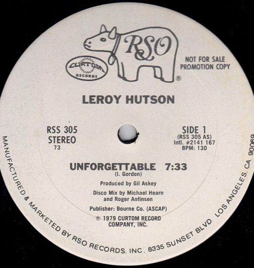 Leroy Hutson - Unforgettable b/w (You Put The) Funk In My Life - RSO DJ 12"