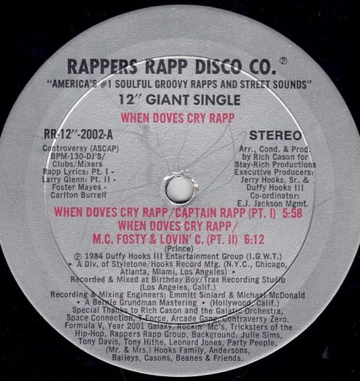 V.A. - When Doves Cry Rapp - Rappers Rapp Disco Co. 12"