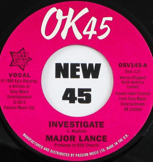 Major Lance - Investigate b/w It's The Beat - Outta Sight UK 7"