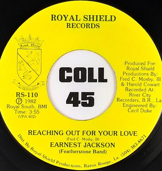 Earnest Jackson - Reaching Out For Your Love b/w My Funny Valentine - Royal Shield 7"