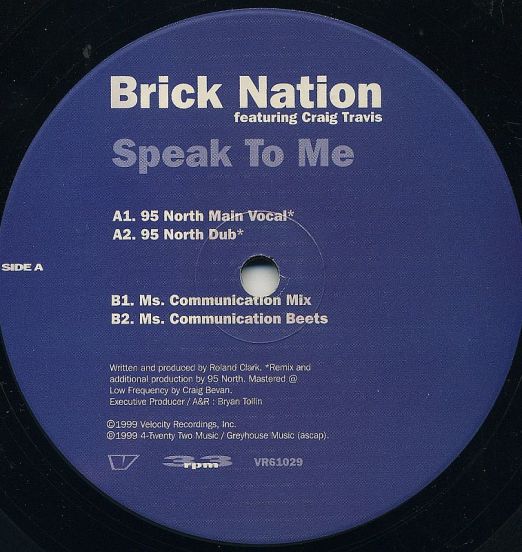 Brick Nation - Speak To Me - Velocity Recordings 12"