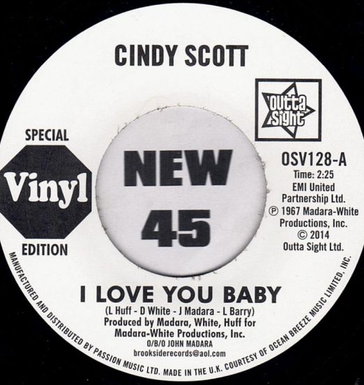 Cindy Scott - I Love You Baby b/w In Your Spare Time - Outta Sight UK 7"