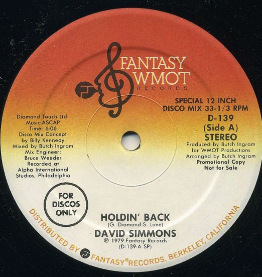 David Simmons - Holdin' Back b/w Uh Oh I Did It Again - Fantasy WMOT DJ 12"