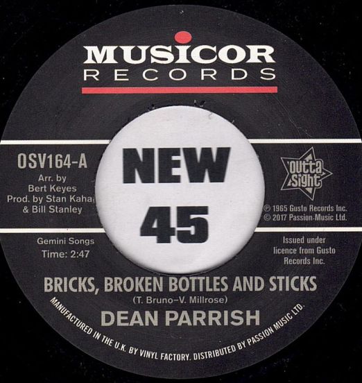 Dean Parrish / J. B. Troy  - Bricks, Broken Bottles And Sticks b/w Live On - Outta Sight UK 7"