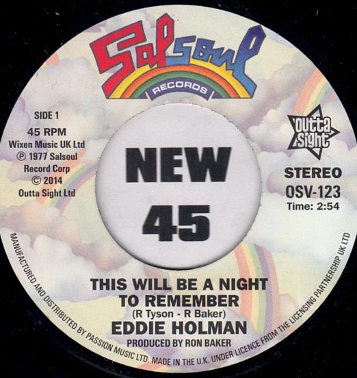 Eddie Holman - This Will Be A Night To Remember b/w Double Exposure - Ten Percent - Outta Sight UK 7"