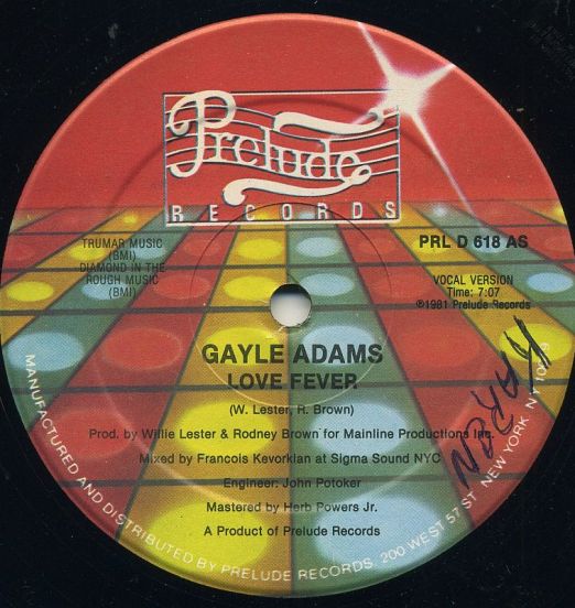 Gayle Adams - Love Fever (Vocal) b/w Instrumental - Prelude 12"