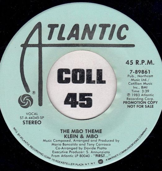 Klein & MBO - The MBO Theme b/w Same - Atlantic DJ 7"