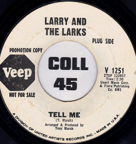 Larry And The Larks - Tell Me b/w The Girl I Love - Veep DJ 7“