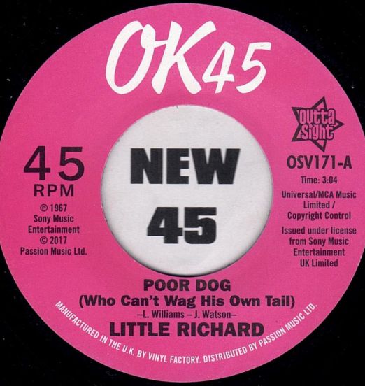 Little Richard - Poor Dog (Who Can't Wag His Own Tail) b/w 	A Little Bit Of Something (Beats A Whole Lot Of Nothing) - Outta Sight UK 7"