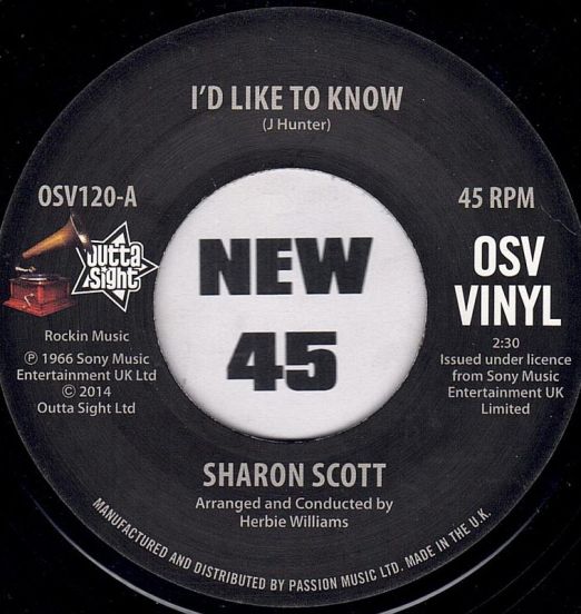 Sharon Scott - I'd Like To Know b/w I'm Not Afraid - Outta Sight UK 7"