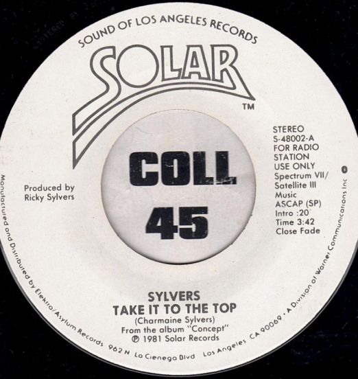 The Sylvers - Take It To The Top STEREO b/w MONO Version - Solar DJ 7"