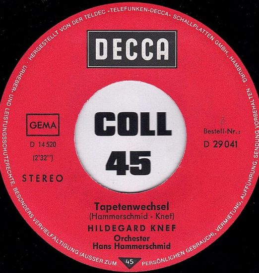 Hildegard Knef - Tapetenwechsel b/w Wieviel Menschen Waren Glücklich - Decca GER 7"