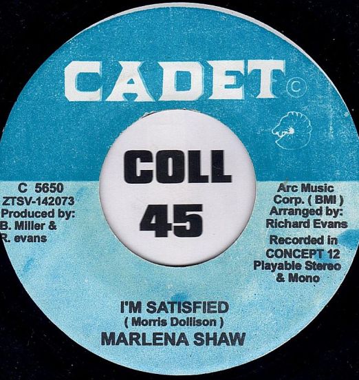Marlena Shaw - Woman Of The Ghetto b/w I'm Satisfied - Cadet 7"
