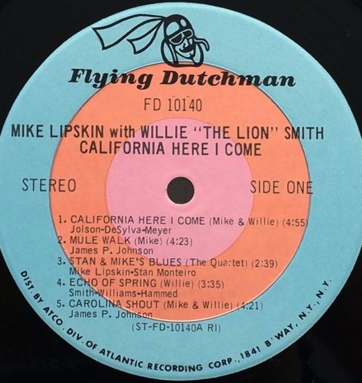 MikeLipskinAndWillieTheLionSmith-CaliforniaHereIComeLABEL
