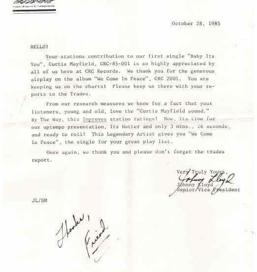 CurtisMayfield-WeComeInPeaceOriginalPromoLetter