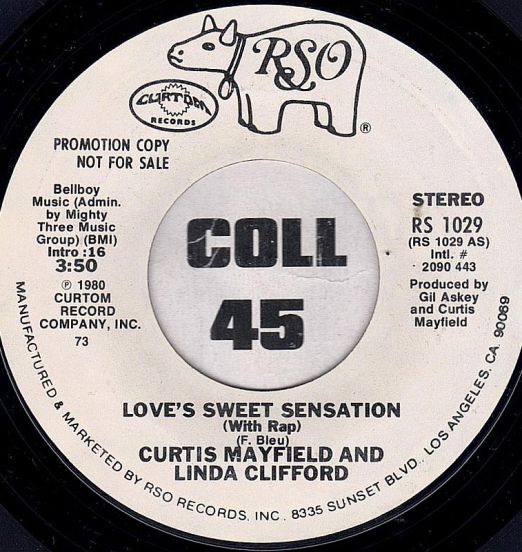 Curtis Mayfield & Linda Clifford - Love's Sweet Sensation (With Rap) (Stereo) b/w Mono - RSO DJ 7" + ORIGINAL PROMO LETTER