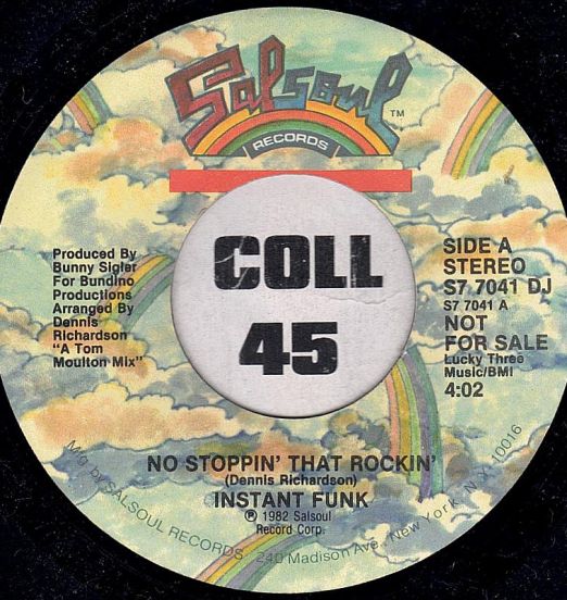 Instant Funk - No Stoppin' That Rockin' STEREO b/w Instrumental MONO - Salsoul DJ 7"