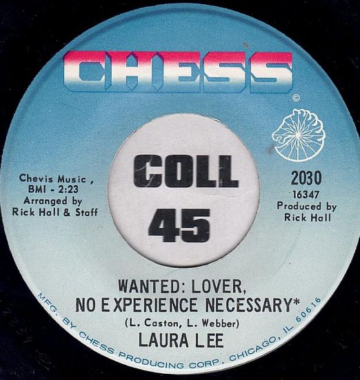 Laura Lee - Wanted: Lover, No Experience Necessary b/w Up Tight, Good Man - Chess 7"