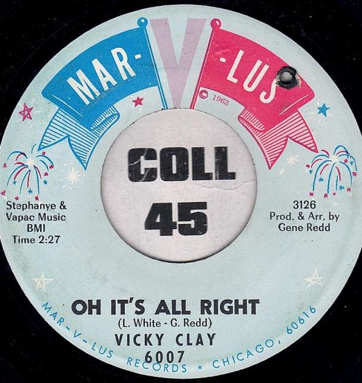 Vicky Clay - Oh It's All Right b/w Gee Whiz - Mar-v-lus 7"