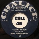 Dixie Nightingales –  I Don’t Know b/w Keep On Trying – Chalice 7″