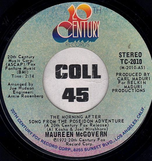 Maureen McGovern - The Morning After b/w Midnight Storm - 20th Century 7"