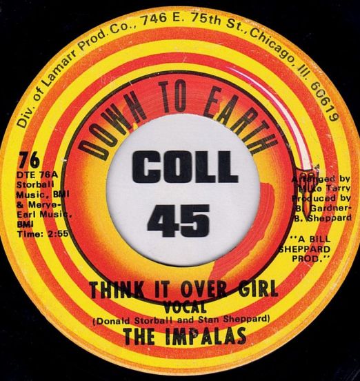 The Impalas - Think It Over Girl b/w Instrumental - Down To Earth 7"