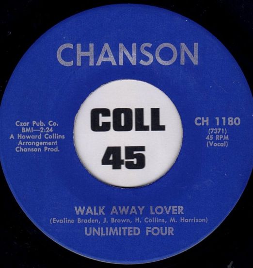 Unlimited Four - Walk Away Lover b/w Slow Down - Chanson 7"